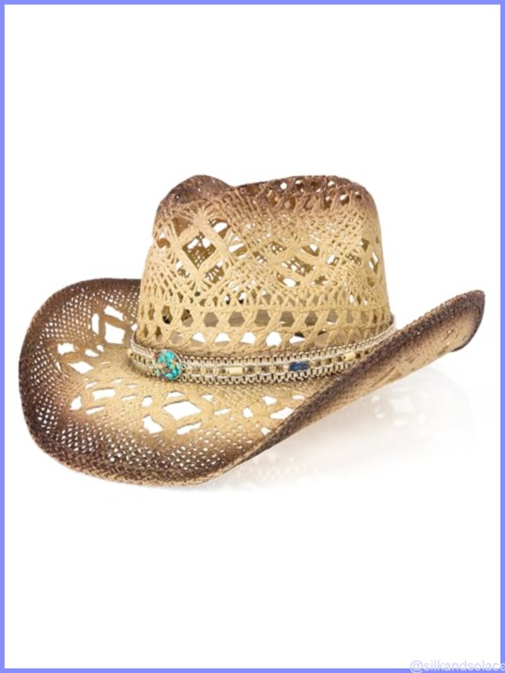 Synthetic Straw Cowboy Hat Adjustable Wide Brim Western Sun Hat